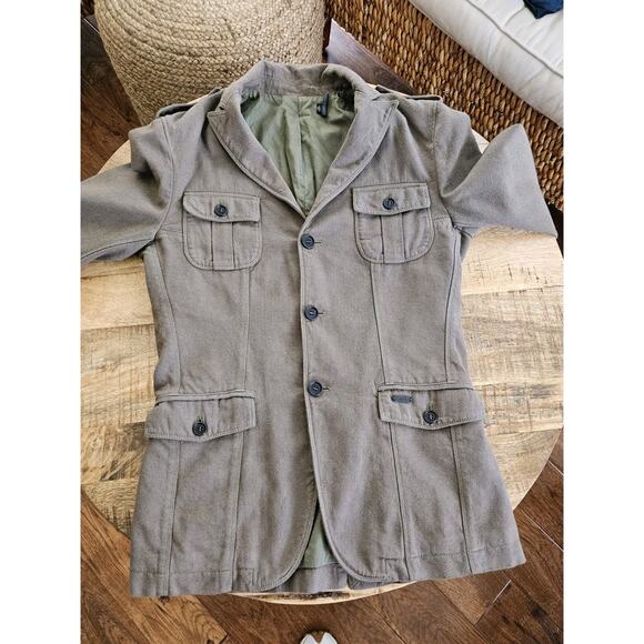 Sisley Wool Blend Blazer Military Field Women’s Size 8/44 Slim Fit Made in Italy - Picture 10 of 16